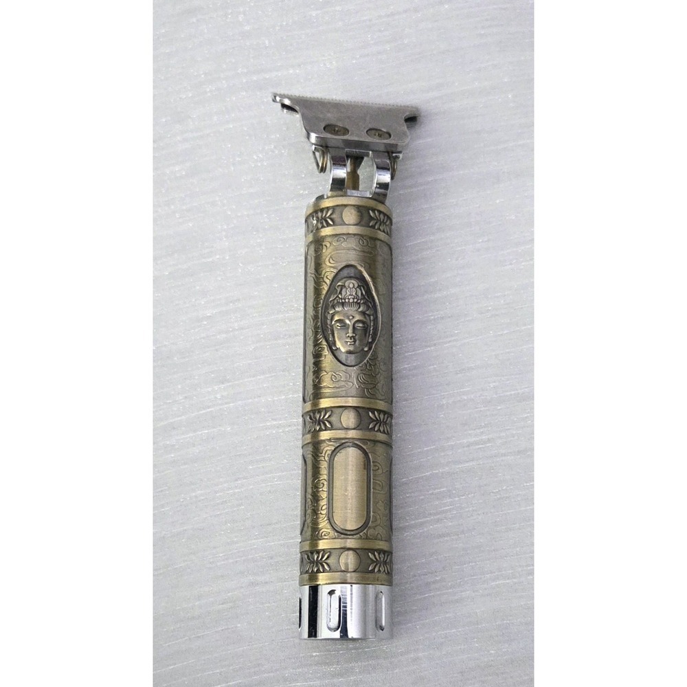 Kemei KM-1974A Cordless Hair Clipper Buddha‎ Gold Silver Tone Razor Shaver